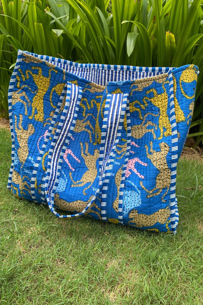 BLUE LEOPARD TOTE