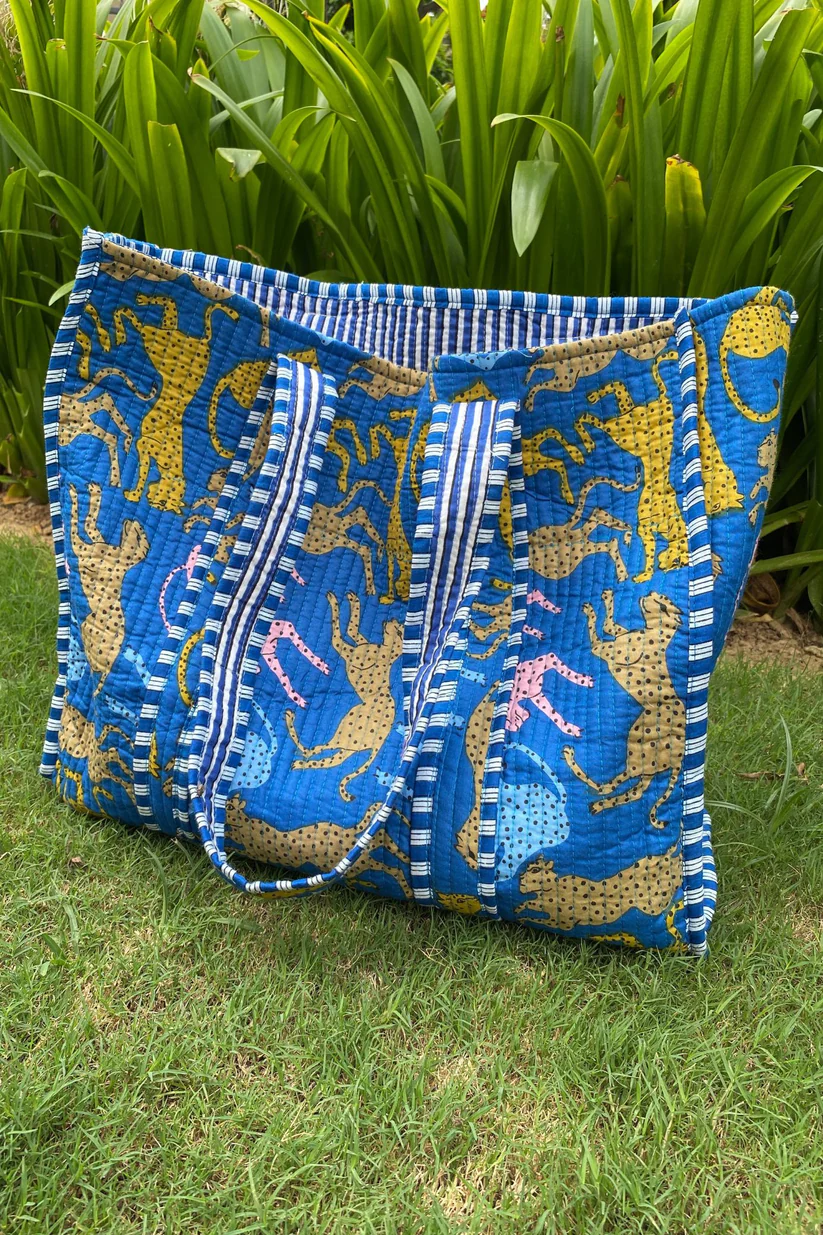 BLUE LEOPARD TOTE