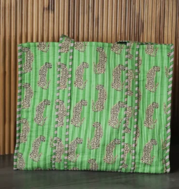 Emerald Cheetah Charm Tote Bag